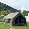 4 Season Air Tent Glamping Tent with Separate Living and Sleeping Area,Waterproof Pop-Up Outhouse Yurt with Pump and Stove Jack Hole, 8-10 Person Camping Quick Set Up