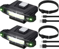 Mudder 2 Pieces Ultra Bright Mini LED Clip on Cap Light USB Rechargeable Hat Visor Waterproof Cap Light Flashlight Headlamp for Fishing Camping Running Hard Hats Helmets, 4 Modes