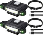 Mudder 2 Pieces Ultra Bright Mini LED Clip on Cap Light USB Rechargeable Hat Visor Waterproof Cap Light Flashlight Headlamp for Fishing Camping Running Hard Hats Helmets, 4 Modes