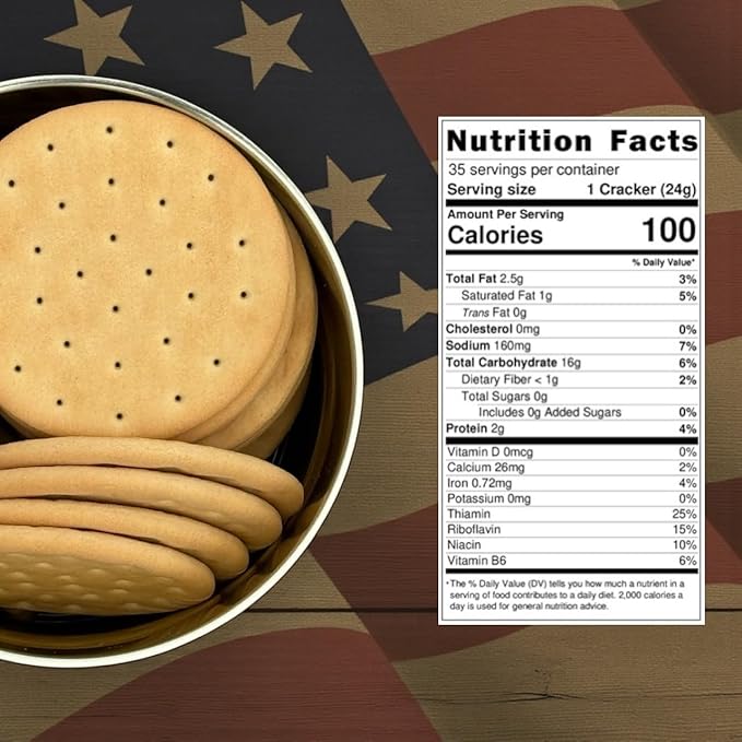 Military Surplus Freeze-Dried Hardtack Army Bread – 34 to 36 Hardtacks per Can (31.5 oz) – Ready to Eat – #10 Can – Long-Term Emergency Survival Food – 30+ Year Shelf Life – Made in USA – Ideal for Camping & Prepping Pack of 1