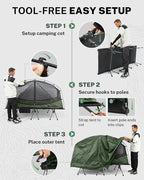 Gonex Camping Tent Cot for Adults, 1-Person Off-Ground Folding Portable Easy Set-up Tent Cot Combo for Hiking, Backpacking, Car & Motorcycle Camping(31.5" W X 78.7" L)-Army Green