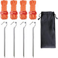 TRIWONDER Camping Tent Stakes Pegs Metal Stake for Ground with Reflective Guylines Guy Rope Adjusters Tensioner Hiking Backpacking (Orange - 4 Pack)