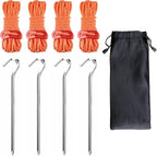 TRIWONDER Camping Tent Stakes Pegs Metal Stake for Ground with Reflective Guylines Guy Rope Adjusters Tensioner Hiking Backpacking (Orange - 4 Pack)