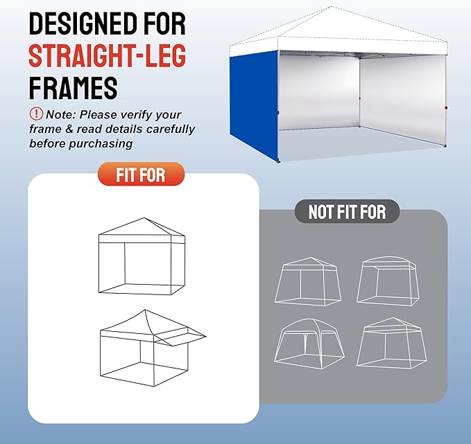 CROWN SHADES 12x12 Canopy Sidewalls (4pck) - Side Walls 12x12, Sidewalls for Canopy - Tent Accessories, Blue