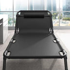 Talent Star Folding Lounge Chair with Mattress and Pillow Indoor Outdoor, 4 Position Adjustable Toffee Sleeping Bed Cot Chaise for Sunbathing Tanning Poolside Office Camping Lawn Pool Beach Patio 75cm