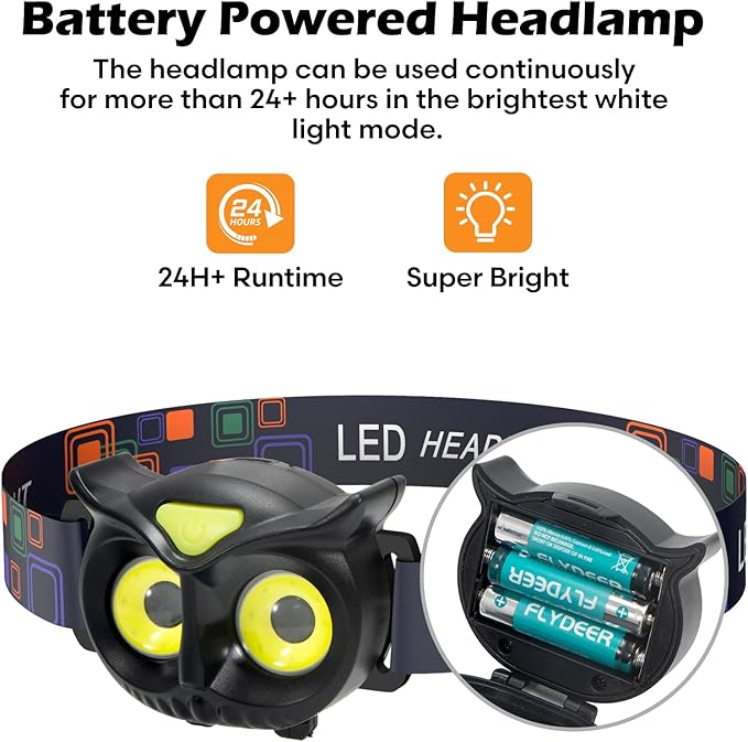 Lsnisni Kids Headlamp,LED Head Lamp with 4 Modes,IPX5 Waterproof Head Lights for Forehead,Head Flashlight for Adults and Kids Outdoor Camping Hiking Running,3 AAA Batteries Included