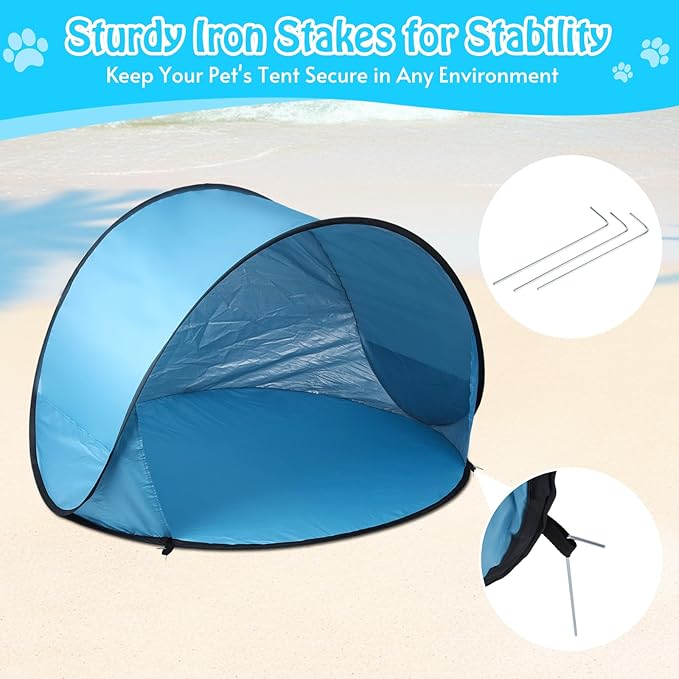 Extra Large Dog Beach Tent - 47" Lx39 Wx30 H,Portable Outdoor Pop Up Pet Tent for Camping with Dogs Cats,Waterproof Dog Sun Shade Shelter for Medium-Sized to Bigger Pets
