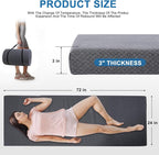 Extra Thick Memory Foam Camping Mattress - 72" x 24" Portable Sleeping Pad for Adults, Folding Camping Bed Mat, Lightweight Cot Mattress Topper for Outdoor, RV, Travel & Backpacking