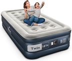 iDOO Twin Air Mattress with Built in Pump, 18" Raised Compact Blow up Mattress, Inflatable Mattress for Camping Guest Home, Portable Travel Air Bed, 2-Min Quick Inflation Deflation, Colchon inflable