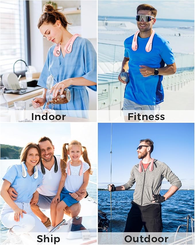 Portable Bladeless Neck Fan, Birthday Gifts for Girl Boy Mom Dad, Father‘s & Mother’s Day Gifts, Wearable Cooling Fan Rechargeable for Camping Travel Beach Golf Cruise Essentials 2026 New
