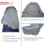 BROWINT Thermolite Sleeping Bag Liner with Zippers for Cold Weather, Lightweight Mummy with Hood & Rectangular Sleep Sack for Adult, Adds Warmth, Thermal Travel Liner, All Season