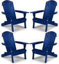 VINGLI Folding Adirondack Chairs Set of 4, Wood Adirondack Chair for Outdoor, Foldable Fire Pit Chairs for Patio, BBQ, Porch, Yard, Pool, Blue