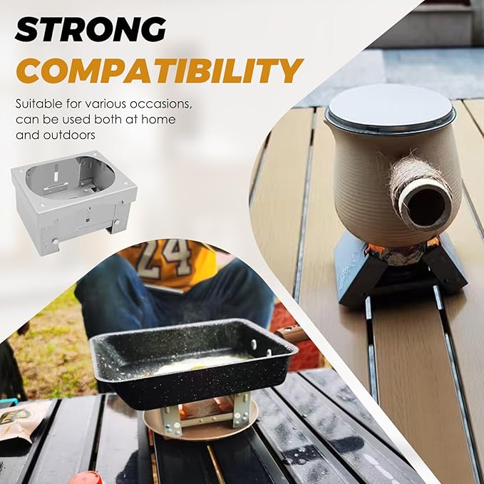 Pocket-sized Foldable Stove Set, Solid Fuel Cooking Appliance with Stable Support and Windbreak, Portable Backpacking Stove Lightweight Burner for Outdoor Travelling Camping Hiking Cooking