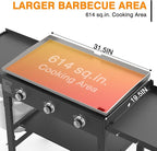 3 Burner Foldable Gas Griddle, 32 Inch Stainless Steel Portable Detachable Propane Griddle, 45,000 BTU Flat Top Barbecue Grill with Side Shelves for Camping