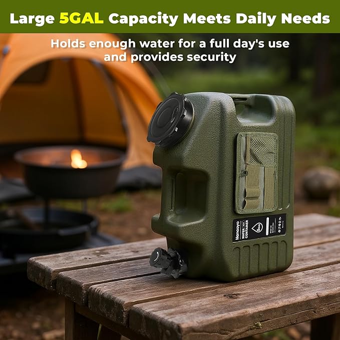 5 Gallon Portable Container with Touch Control Pump & Spigot, BPA Free Leak proof Storage Tank for Outdoor, Hiking, Backpacking, Camping