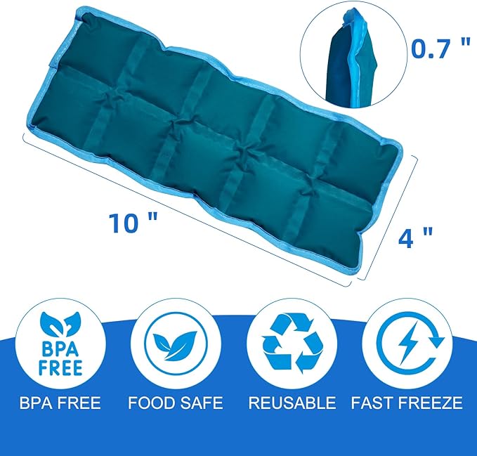 Ice Packs for Lunch Box, 4PCS Reusable Small & Thin Cold Packs, Flexible Soft Gel Freezer Packs for Lunch Bags & Coolers, BPA-Free Leakproof Ice Pack Set for Food