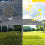 COBIZI 10x20 Pop Up Canopy Tent Party Tents for Parties Weddings Backyard Waterproof Outdoor Commercial Instant Canopy Event Tent with Stakes, Ropes,Sandbags, Gray