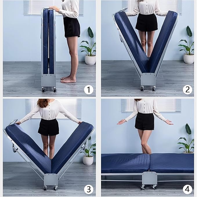Folding Camping Bed 4 Position Adjustable Backrest Camping Cot with Mattress Sleeping Cots for Adults Load 400lb Folding Cot