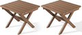 SERWALL Folding Outdoor Side Table Set of 2, Portable Adirondack Side Table, Brown