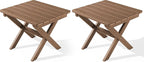 SERWALL Folding Outdoor Side Table Set of 2, Portable Adirondack Side Table, Brown