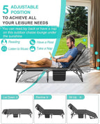 ABORON Patio Lounge Chair, Folding Guest Bed Cot for Adults, 500LB Heavy-Duty Capacity, Portable Extra Bed with Comfort Mat, Quick Fold Design for Indoor Guest Stays & Temporary Use