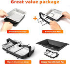 Uniflasy 99251 Grease Tray with 7515 Catch Pan and 10PCS Drip Pan Liners for Weber Genesis Silver A, Old Spirit 200 Series, Spirit E-210, Spirit 500, Weber Genesis Silver Grill Parts for 85897