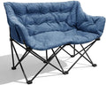 Double Camping Chair Heavy Duty Oversized Padded Loveseat for Adults 2 Person Outdoor Portable Camping Chairs for Lawn, Backyard, Fishing, Trip, Support 600lbs, Navy