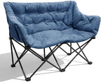 Double Camping Chair Heavy Duty Oversized Padded Loveseat for Adults 2 Person Outdoor Portable Camping Chairs for Lawn, Backyard, Fishing, Trip, Support 600lbs, Navy