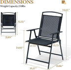 Crestlive Products Patio Folding Chairs Set of 2, Outdoor Folding Chairs with Durable Rust-Resistant Frame and Breathable Textilene Material for Outside, Black
