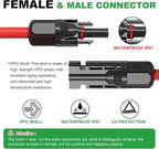 Oududianzi Solar Extension Cable 40Ft, Solar Wire 10AWG, Tinned Copper PV Cable 10Gauge, Solar Panel Wires and Connectors for Home RV Boat Outdoor Camping Solar Photovoltaic Systems, Set of 2