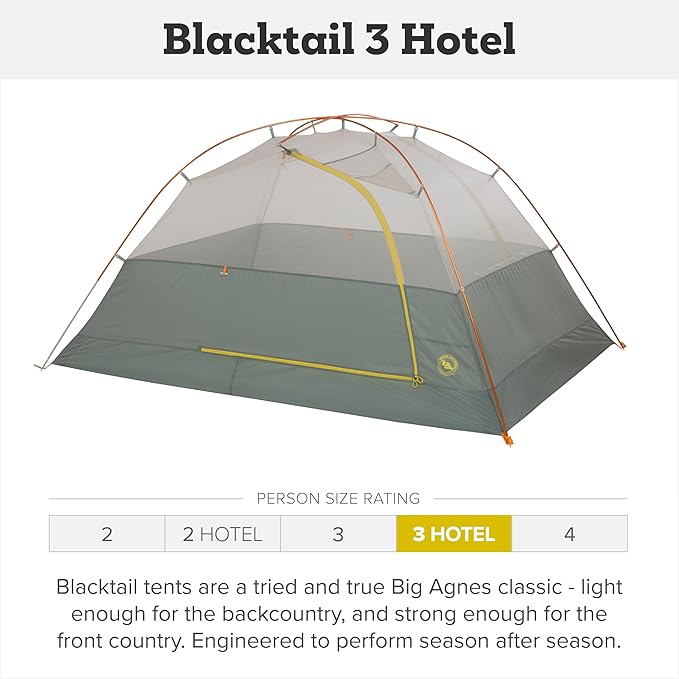 Big Agnes Blacktail & Blacktail Hotel Tent - Backpacking Tent for Camping, 3 Season, Ultralight, Waterproof