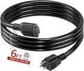 16/3 Short Extension Cord 6 FT, Black Extension Cord Flexible & Durable, Indoor 3 Prong Power Cable, Suitable for Home and Office, 13 Amp 1625 Watt 125VAC 16AWG, ETL Listed