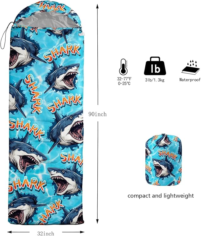 HOSIMA Dear Hunting Pattern Cold Weather Sleeping Bags for Kids Adults,Black Light Weight Waterproof Sleeping Bags for Outdoors Hiking.