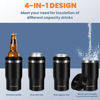 HAUSHOF 12 oz Can Cooler, 4 in 1 Insulated Stainless Steel Can Insulator, Fits for 12 oz Standard Can| Slim Can|12 oz Beer Bottle, Perfect for Camping, Beach, Picnic