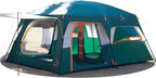 KTT Extra Large Tent 10-12-14 Person(Style-B),Family Cabin Tents,2 Rooms,3 Doors and 3 Windows with Mesh,Straight Wall,Waterproof,Double Layer,Big Tent for Outdoor,Picnic,Camping,Family Gathering