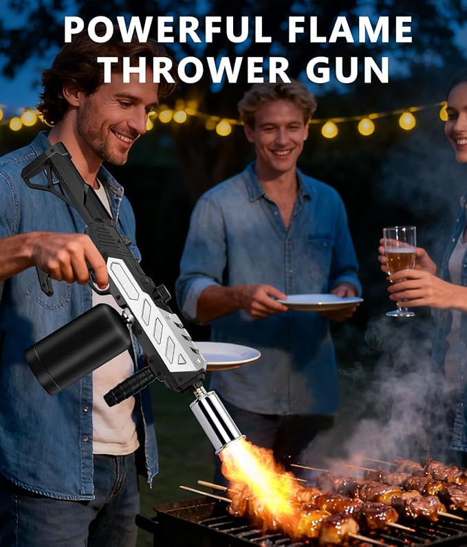 Powerful Propane Torch with Detachable Design, Kitchen Blow Torch Gun with Adjustable Flame, Torch Burner Flamethrower for BBQ, Charcoal Lighter, Campfire, Weeding (Tank Not Included)