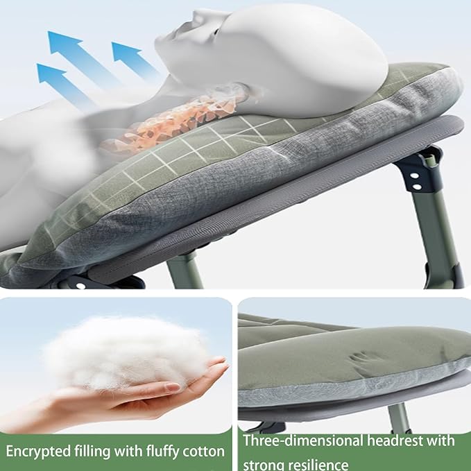 Folding Bed with Thick Cotton Mattress, 6-Position Adjustable with Side Pocket Single Person Portable Cot Chair for Bedroom Living Room Office, Outdoor Foldable Camping Cot(190 * 65 * 33cm)