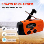 7400mWh Weather Emergency Radio, Portable Solar AM/FM/NOAA Hand Crank Radio, Cell Phone Charger with SOS, 1W LED Flashlight, Headphone Jack, Power for Emergency Preparedness (2000mAh Orange)