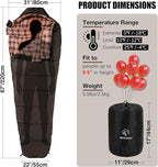 REDCAMP Cold Weather Mummy Sleeping Bag, Warm Flannel Cotton Sleeping Bag for Adults, Warm and Machine Washable Perfect for Winter Camping