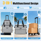 INSMEER Rolling Coolers with Mini Lunch Bag, 50 Cans Collapsible Hard Liner Cooler with Wheels, 2-in-1 Portable Trolley Cart, Coolerbag for Grocery Shopping