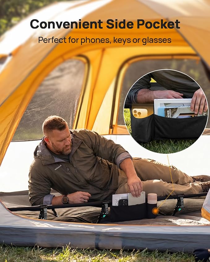 Sportneer Mesh Folding Camping Cot, 31.5" Extra Wide Breathable Cot Bed with Enhanced Airflow, Compact & Lightweight for Outdoor Camping, Backpacking, Hiking