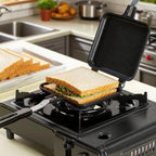 Hot Sandwich Maker, Grilled Sandwich Toaster for Small Bread Pancake, Double Sided Non-Stick Frying Pan, Stovetop Sandwich Grill Press Flip Pan for Camping Kitchen (Inside 5.4" L x 4.7" W)