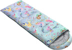 Kids Sleeping Bag for Boys Girls,Blue Ripples Print-Lightweight Warm Portable Outdoor Indoor-Waterproof Cold Weather Resistant Sleeping Bag for Camping Hiking