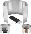 Navaris Foldable Camping Cooking Windshield 10pcs - Portable Camp Stove Windscreen Enhances Efficiency - Durable Aluminum Grill Wind Shield Blocker for Picnics BBQ & Backpacking