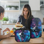 Wolf Universe Backpack with Lunch Box for Men Cool School Bag for Teen Boys Insulated Lunch Bag for Outdoor Polyester Bookbag for Travel Camping