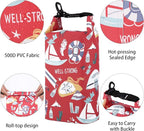 Boat First Aid Kit Waterproof, WELL-STRONG Marine Emergency Kit with Roll Top Dry Bag for Boating Fishing Kayaking – Water-Resistant Contents for Camping & Beach（Red Sea）
