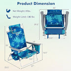 Tangkula Set of 2 Backpack Beach Chair, 5-Position Lightweight Folding Lay Flat Beach Chairs with Cooler Bag, 2 Cup Holders, Towel Bar, Backpack Straps