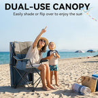 Camping Chair with Canopy Shade Oversized Folding Chair with Canopy for Outdoor Camping,Fishing Padded Outdoor Chair with Cup Holder,Cooler Bag,Side Pockets Beach Chair with Canopy Supports 330 lbs