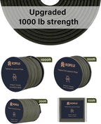 1000lb Paracord, 5/32" (4mm) 12 Strand Nylon Tactical Parachute Cord, 100ft–1000ft Utility Rope for Survival, Camping, Hiking, Outdoor Crafting, Bracelets & Clothesline