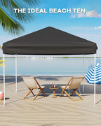 10x10FT Pop Up Canopy, Outdoor Canopy Tent with SandBag & Carry Bag for Commercial Events, Camping, Backyard Parties, Black